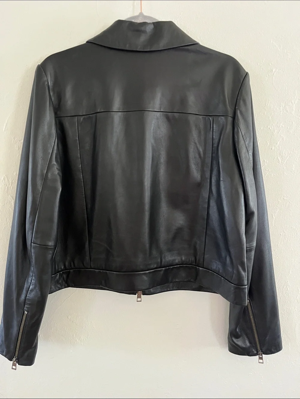 Madewell Black Shrunken Leather Jacket Size 14 NWOT Cropped Fit - Picture 5 of 6